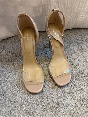 ALDO Nude Patent & Clear Strap High Heel Sandals